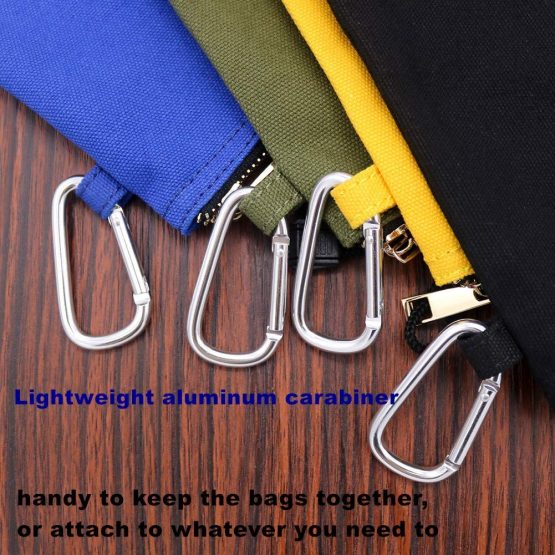 Canvas Tool Zipper Pouches, 4pcs Heavy Duty Tool Bags Sturdy Utility Bags with Tough Metal Carabiner (18 x 30cm) - Image 3