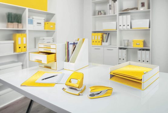 Leitz A4 Letter Tray, White/Yellow, WOW Range, 53611016 - Image 4