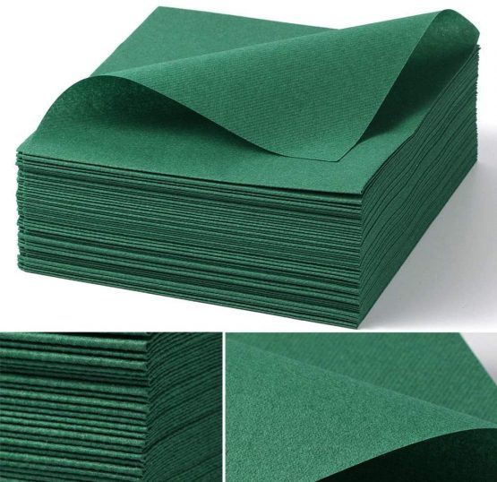 LEKOCH White Decoration Disposable Guest Towel Linen Feel Dinner Napkin Paper | Air-Laid Napkins Paper Hand Towels for Weddings Restaurant Kitchen Parties |40 cm x 40cm Pack of 50 (Green) - Image 2