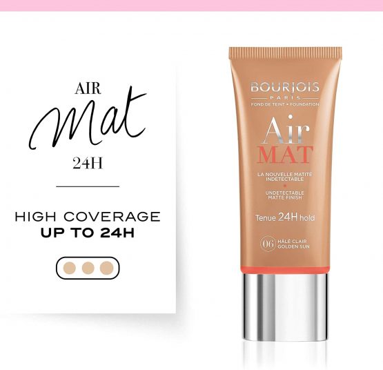 Bourjois Air Mat 24H Liquid Foundation High Coverage 6 Light Tan, 30 ml - Image 3