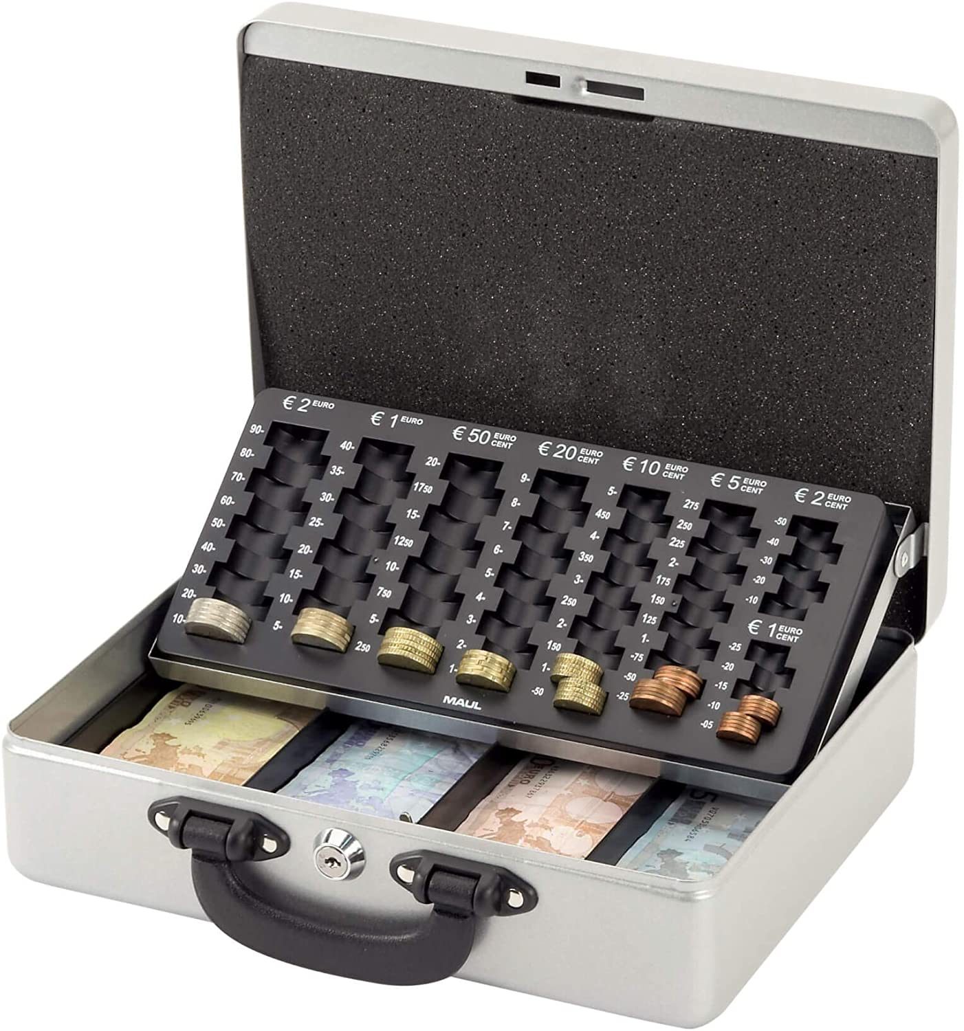 Maul Box with Counting Insert, Steel, Euro Insert, Security Cylinder Lock, 300 x 245 x 93 mm, Silver, 30 x 24,5 x 9,3 cm - Image 2