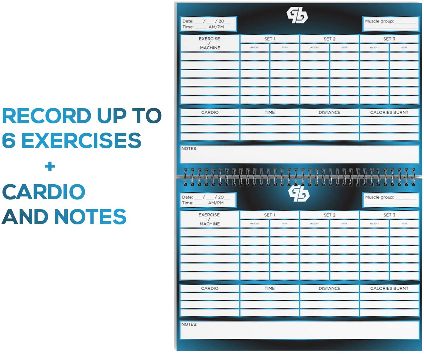 Go-GymPro Workout Journal Wire-Bound A5 FITNESS PAD IN COLOR PREMIUM PAPER GYM DIET PLAN (A5) Workout Diary Set Your Fitness Goals Track over 80 workouts - Image 3