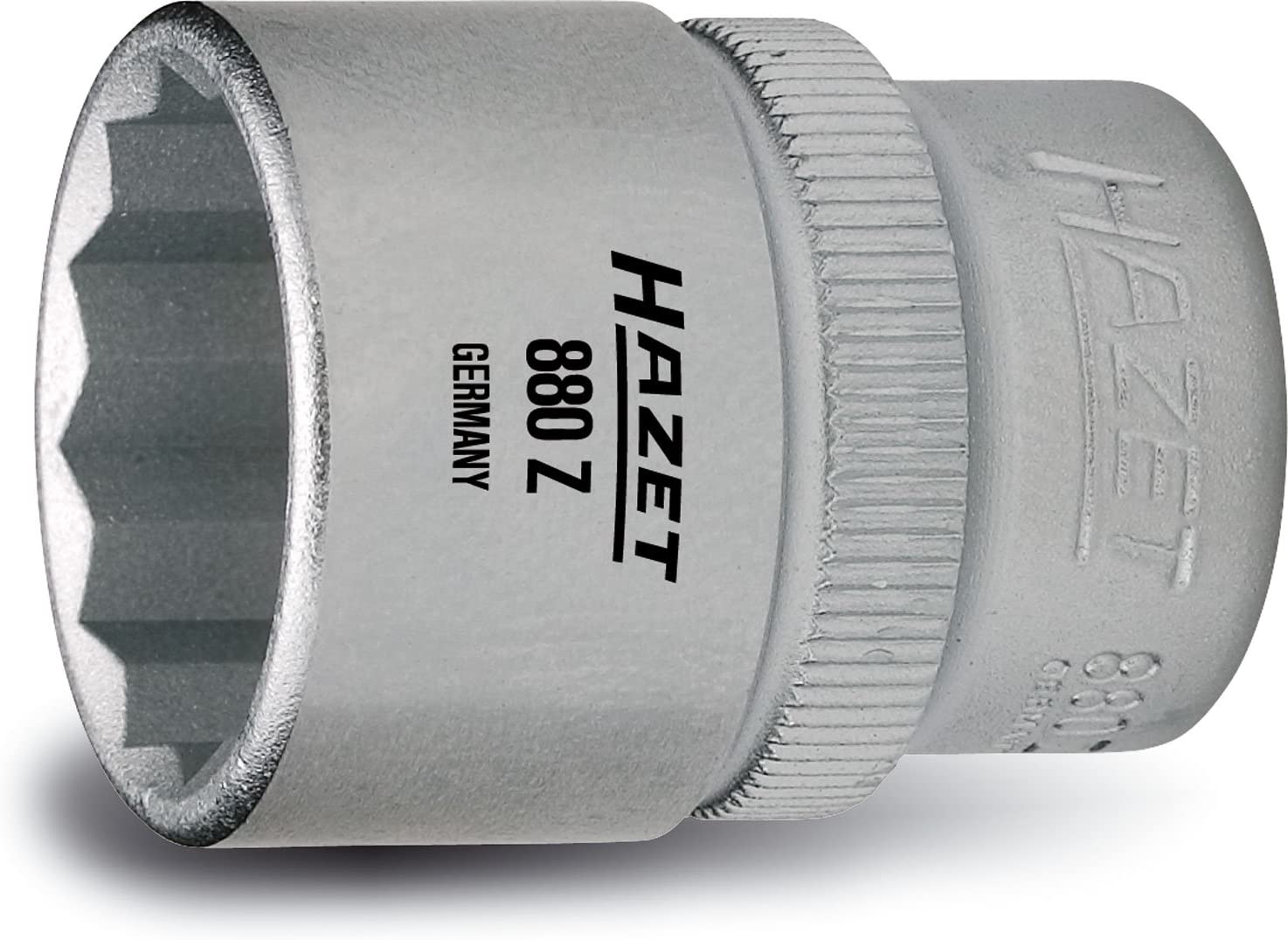 HAZET 880Z-12 27 mm 12-Point Traction Profile Socket - Chrome-Plated/Polished, Schlüsselweite: 12 mm