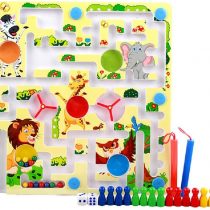 Gobus Beads Maze Double Sided Labyrinth Reverse Flying Chess Maze Puzzle Educational Board Game Interactive Maze Toys for Children (Animals)