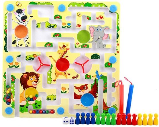 Gobus Beads Maze Double Sided Labyrinth Reverse Flying Chess Maze Puzzle Educational Board Game Interactive Maze Toys for Children (Animals)