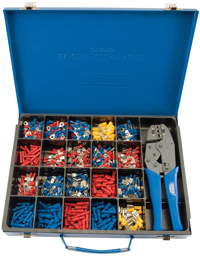 Draper 56383 Expert Ratchet Crimping Tool and Terminal Kit , Blue, 590