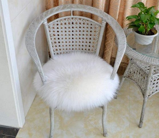 Imitation Sheepskin Rug Kaihong 60 x 90 cm, Longhair Faux Fur Imitation Wool Sofa Bedroom Rug Mat, wool, Rundes Weiß, 30 x 30 cm - Image 4