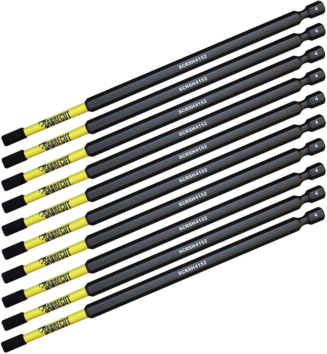 10 x SabreCut SCRH4152_10 152mm H4 Hex Magnetic Impact Screwdriver Driver Bits Set Single Ended Heavy Duty Compatible with Dewalt Milwaukee Bosch Makita and Others - Image 2