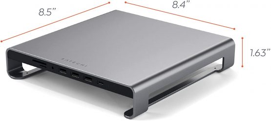 Satechi Type-C Aluminum Monitor Stand Hub with USB-C Data, USB 3.0, Micro/SD Card Slots & 3.5mm Headphone Jack - Compatible with 2020-2015 iMac, iMac Pro and more - Image 4