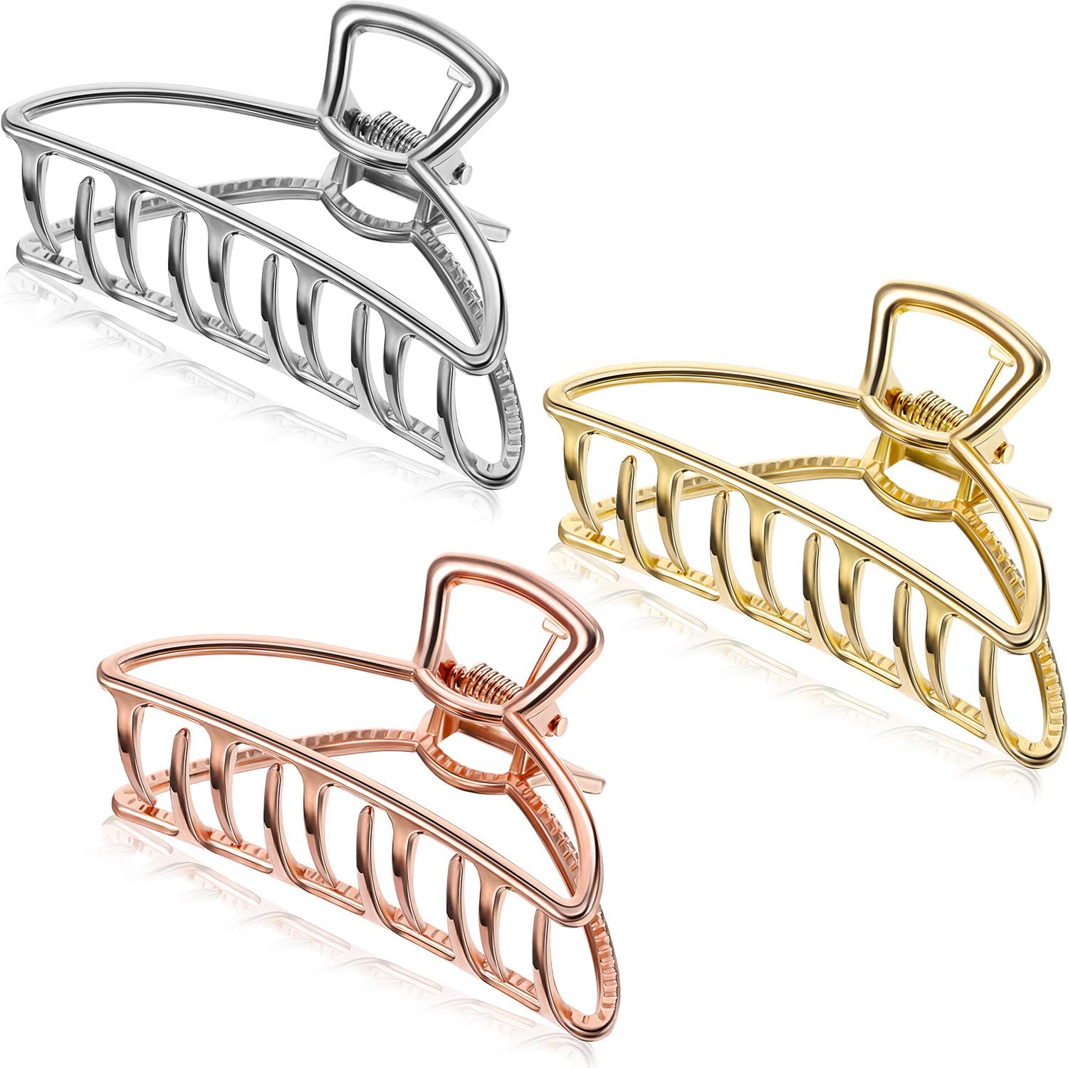 3 Pieces Large Metal Claw Clips Hollow Non-slip Hair Catch Jaw Clamp ...