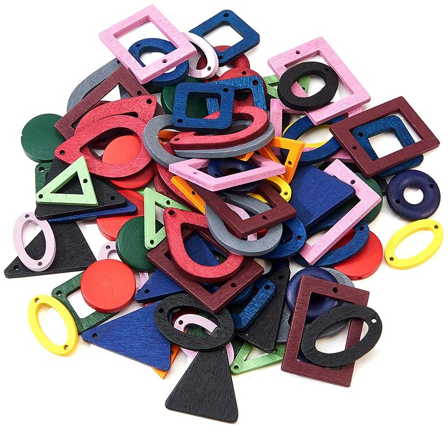 SUNNYCLUE 90Pcs 18 Style Wood Pendants Charms Links Connector with Hole for Jewelry Making Mixed Color Earring Dangle Drops Necklace Bracelet for Jewelry Findings Supplies Accessories - Image 4