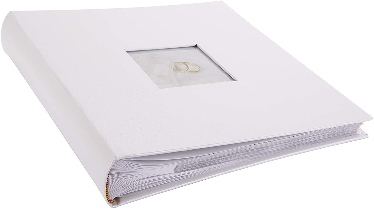 Kenro White Wedding Photo Album for 200 Photos 7x5 inch / 13x18cm with Photo Window on Cover Finely Embossed Filigree Cover with Memo Space Next to Each Photograph Gift for Marriage Celebration - Image 3