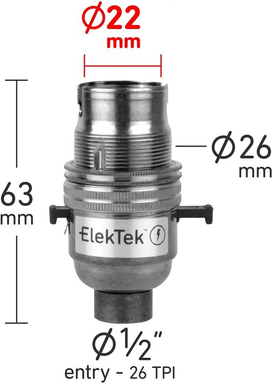 Premium Lamp Kit Antique Brass Safety Switch B22 Lamp Holder with Twisted Brown Flex and 3A UK Plug - Image 3
