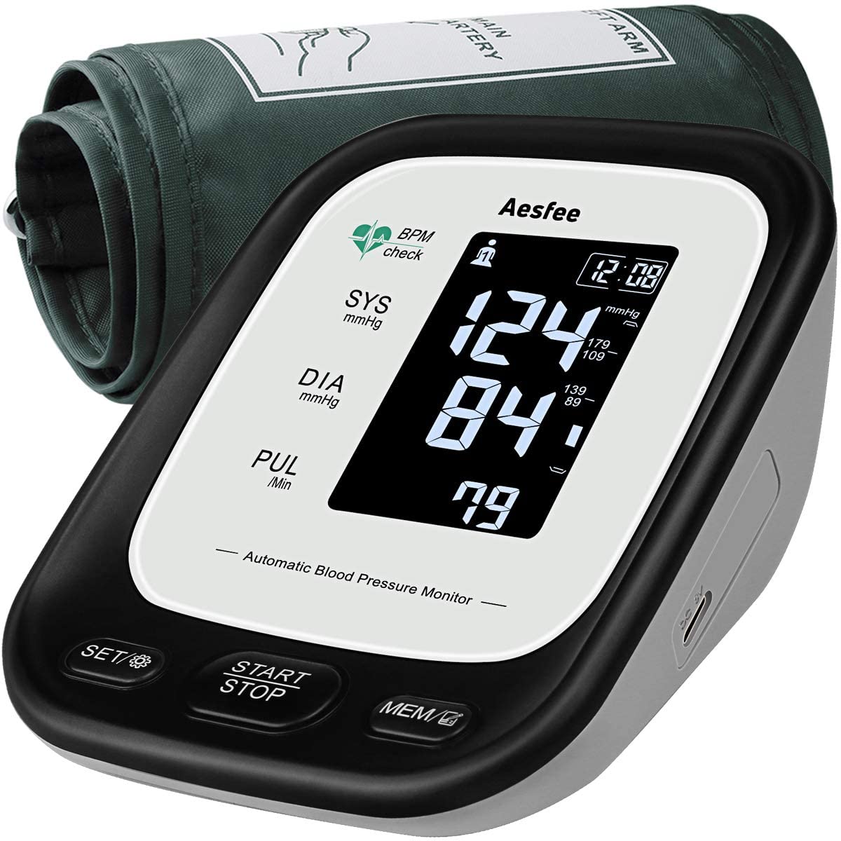 Upper Arm Blood Pressure Monitor USB Rechargeable, Accurate Automatic