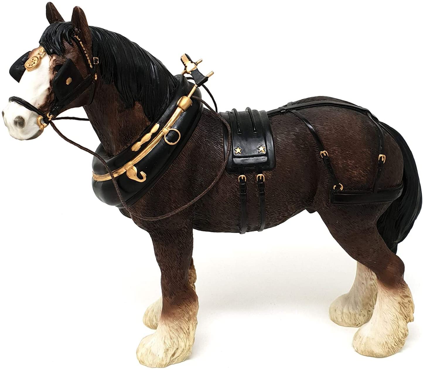 Leonardo Shire Horse With Harness Ornament, Length 23cm, Bay