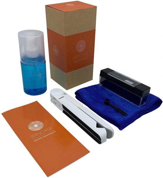 Vinyl Record LP Cleaning Kit by SPINCARE | 5-In-1 Set including Antistatic Record Cleaning Solution, Velvet Cleaning Pad, Drying Rack and Carbon Fibre Stylus Brush