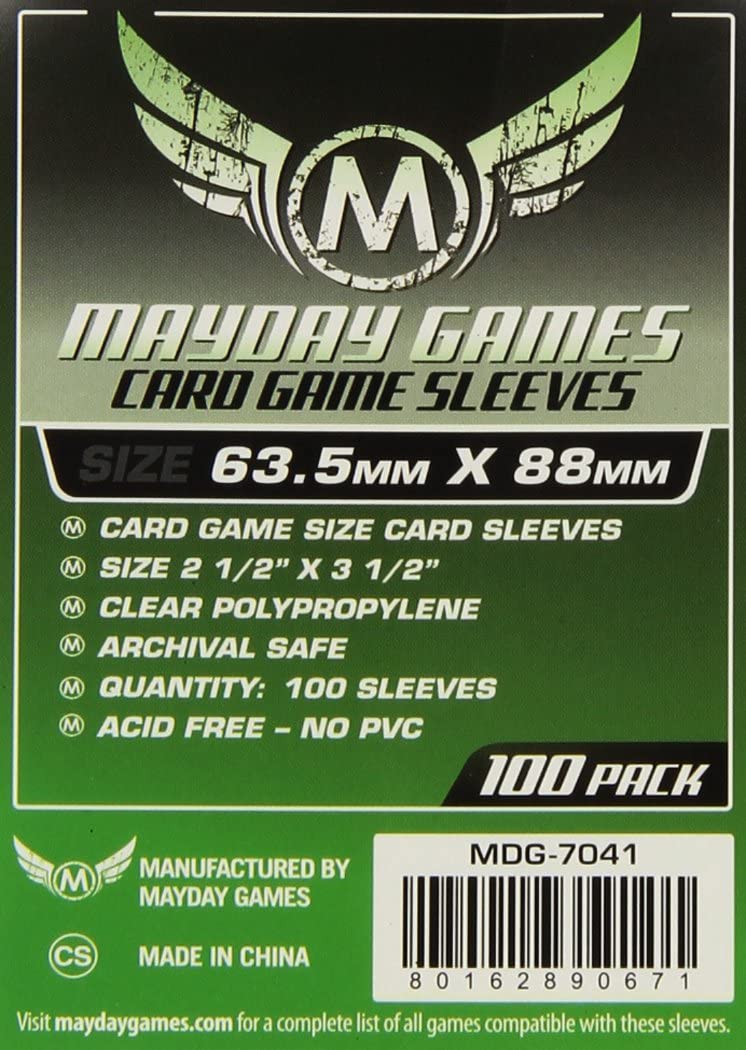 100 standard Card game sleeves 63.5mm x 88mm, bright