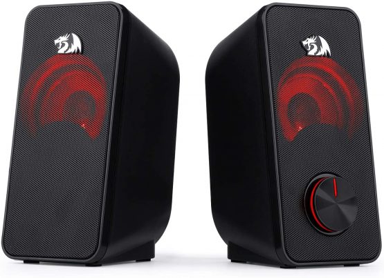 Redragon GS500 Stentor PC Gaming Speaker, 2.0 Channel Stereo Desktop Computer Speaker with Red Backlight, Quality Bass and Crystal Clear Sound, USB Powered with a 3.5mm Connector - Image 2