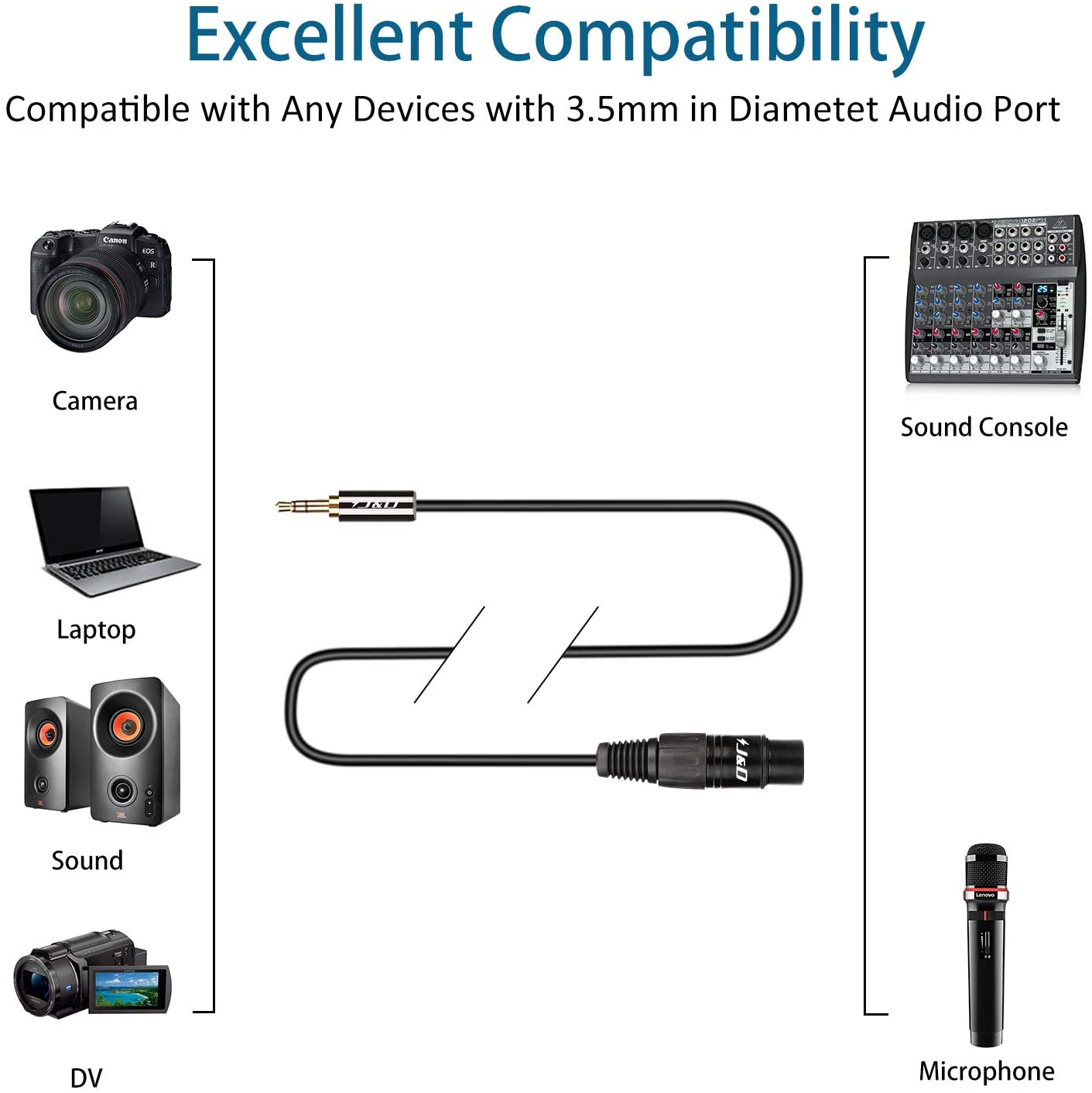 J&D XLR to 3.5mm Microphone Cable - Image 3