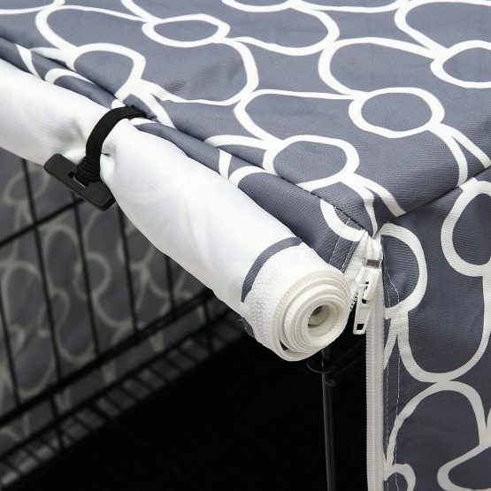 Dog Crate Cover for Wire Crates, Heavy Nylon Durable Waterproof Windproof Pet Kennel Cover Indoor Outdoor Protection - Cover only - Grey - Medium - Image 4