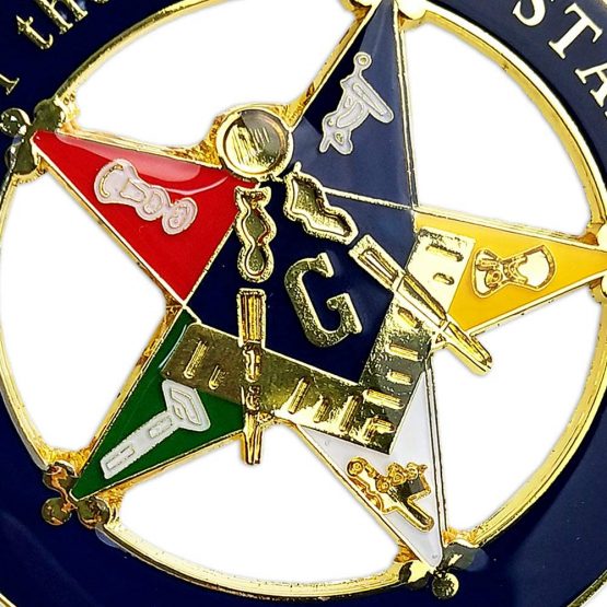 AtSKnSK Order of the Eastern Star Round Freemason Masonic Auto Emblem - Image 2