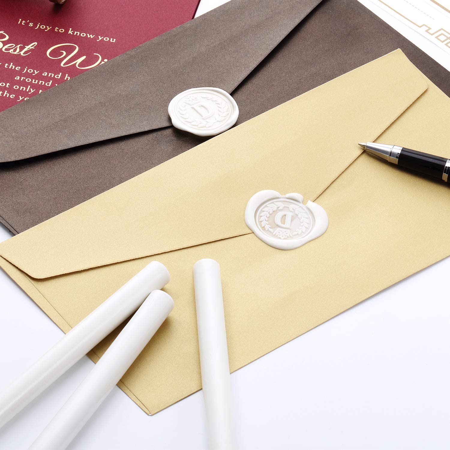 15 Pieces Glue Gun Sealing Wax Sticks for Retro Vintage Wax Seal Stamp and Letter, Great for Wedding Invitations, Cards Envelopes, Snail Mails, Wine Packages, Gift Wrapping (Ivory White) - Image 4