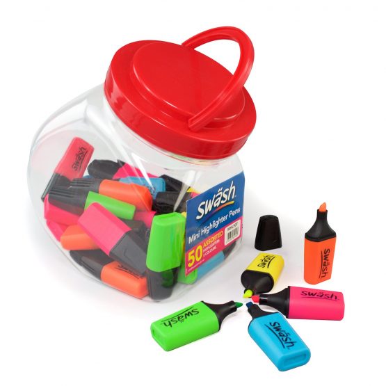 Swash Mini Highlighters 50-Pieces, Assorted Colour
