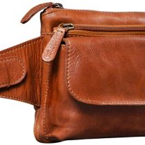 STILORD 'Atlanta' Small Waist Bumbag Leather Vintage Belly Bag Belt Bag for Men Women Ladies for Festival Running Dog Walking Hiking Pouch Bag, Colour:Cognac Dark Brown