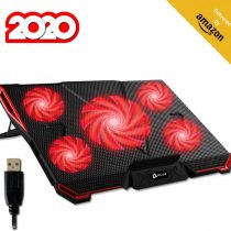 KLIM Cyclone - Laptop Cooling Stand - Maximal Cooling - XL Laptop Stand With 5 Cooling Fans - Compatible Gaming Laptop Cooling Pad (Red) [New 2021 Version]