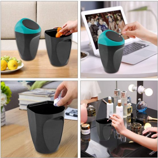 MRCARTOOL Mini Car Trash Can Plastic Garbage Bin 16x10x8CM Rubbish Container Waste Storage for Car Interior/Office/Home(Blue—Mini Trash Can) - Image 4