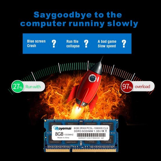 DUOMEIQI ROYEMAI 8GB PC3-10600 DDR3 1333MHz Sodimm 2Rx8 1.35V CL9 Non-ECC Notebook RAM Memory Upgrade for MacBook iMac - Image 4