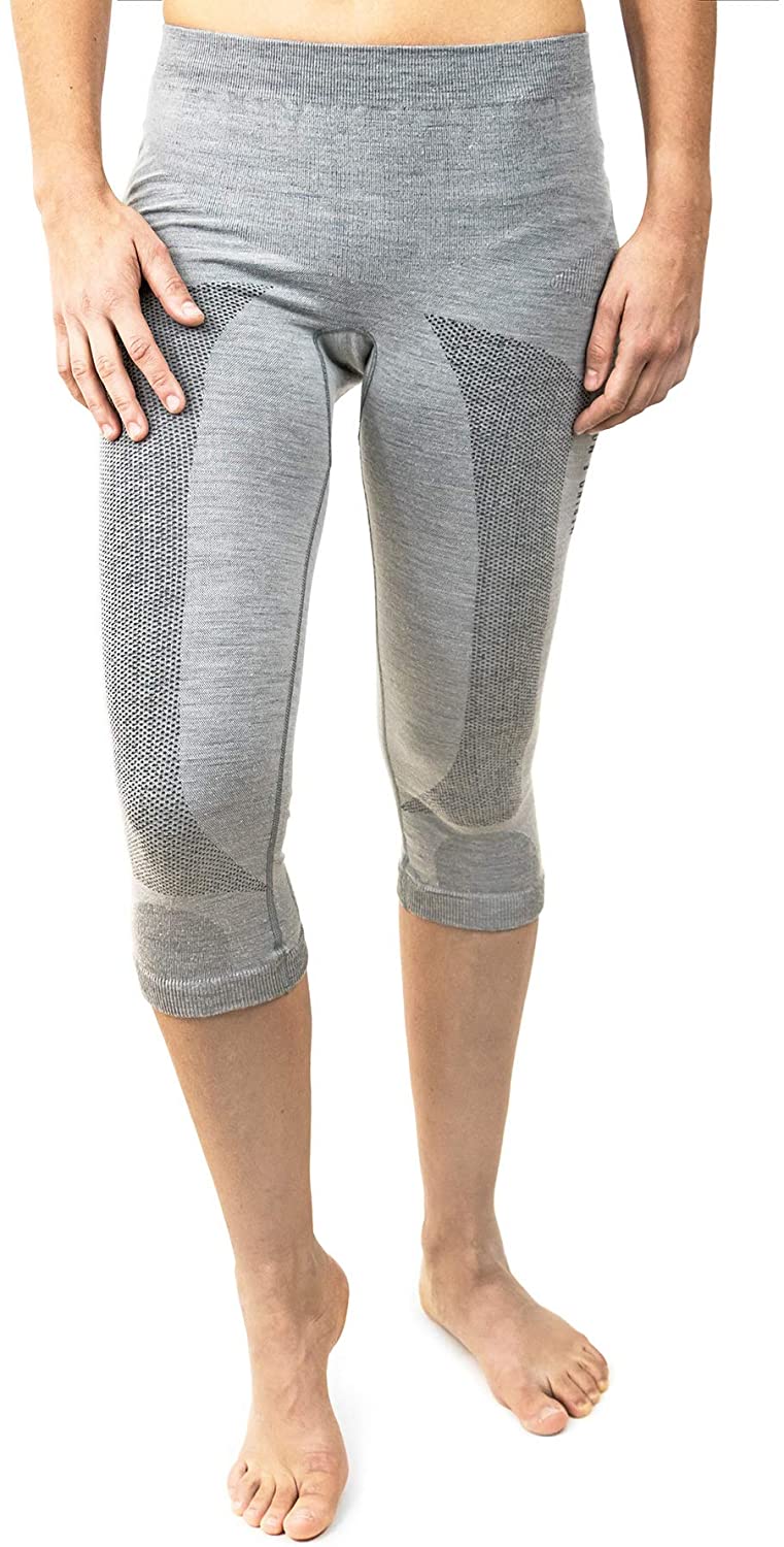 Merino & More Women's Functional Base Layer Wool 3/4 Length - S, Light-grey