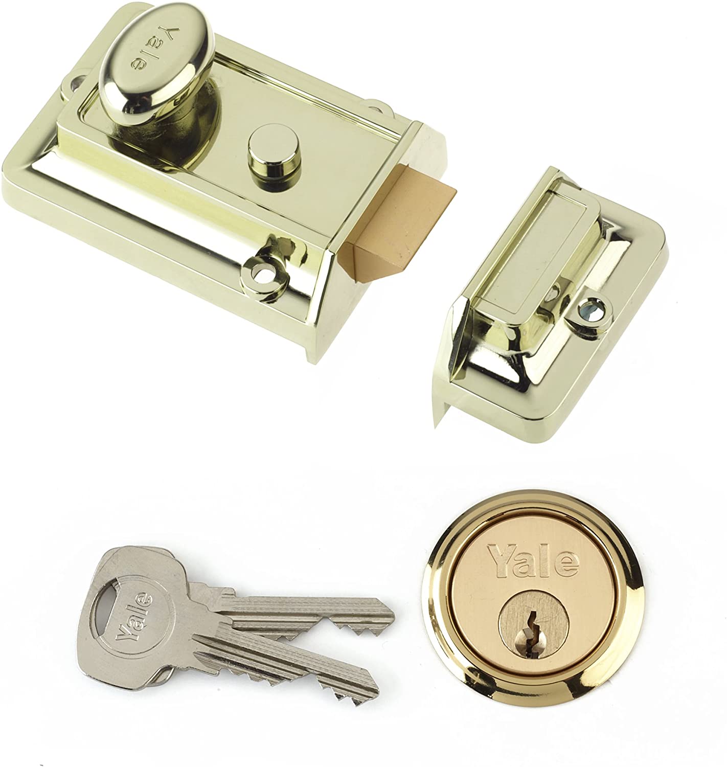 Yale P-77-BLX-PB-60 - Traditional Nightlatch - 60mm - Brass Finish - Standard Security, 60 mm