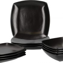 Creative Tops 5149357 Raven Black 12 Piece Dinner Set, Square, Ceramic, Service for 4