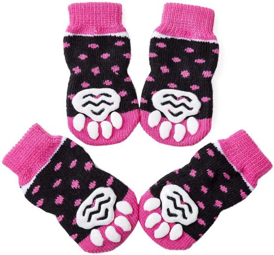 Akopawon 4 Pcs Anti-Slip Pet Dog Socks Cat socks Paw Protector Traction Control Socks for Indoor Wear, Pet Dog Cat Socks for Dog Cat with Rubber Reinforcement, Size S - 3XL Fit Dogs 1.0-22.5kg - Image 3