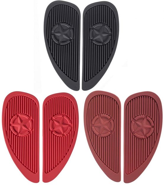 MOMOALA Pair Motorcycle Cafe Racer Fuel Tank Cap Pad Protector Rubber Decal Sticker Universal - Black - Image 3