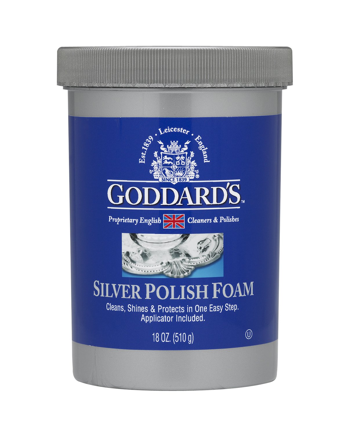 Goddard's Silver Polish Foam, 510 gram, Silver Cleaner & Tarnish Remover with Applicator, Cleans, Shines & Protects