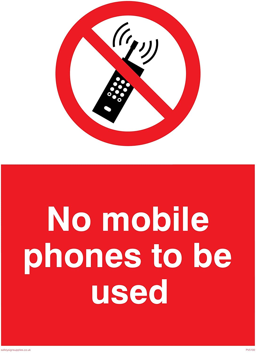 Viking Signs PV5100-A3P-AC”No Mobile Phones To Be Used” Sign, Aluminium ...
