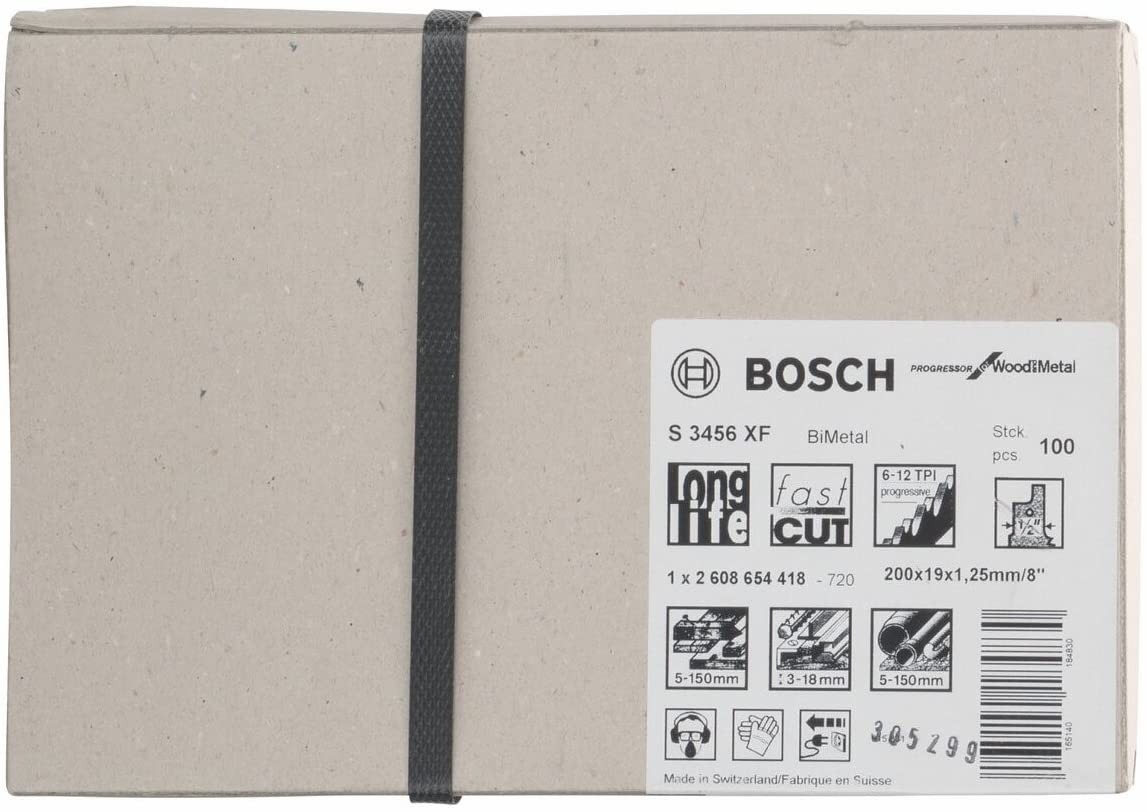 Bosch Professional 100 pieces Sabre Saw Blade S 3456 XF Progressor for Wood and Metal (Length 200 mm, sabre saw accessories) - Image 2