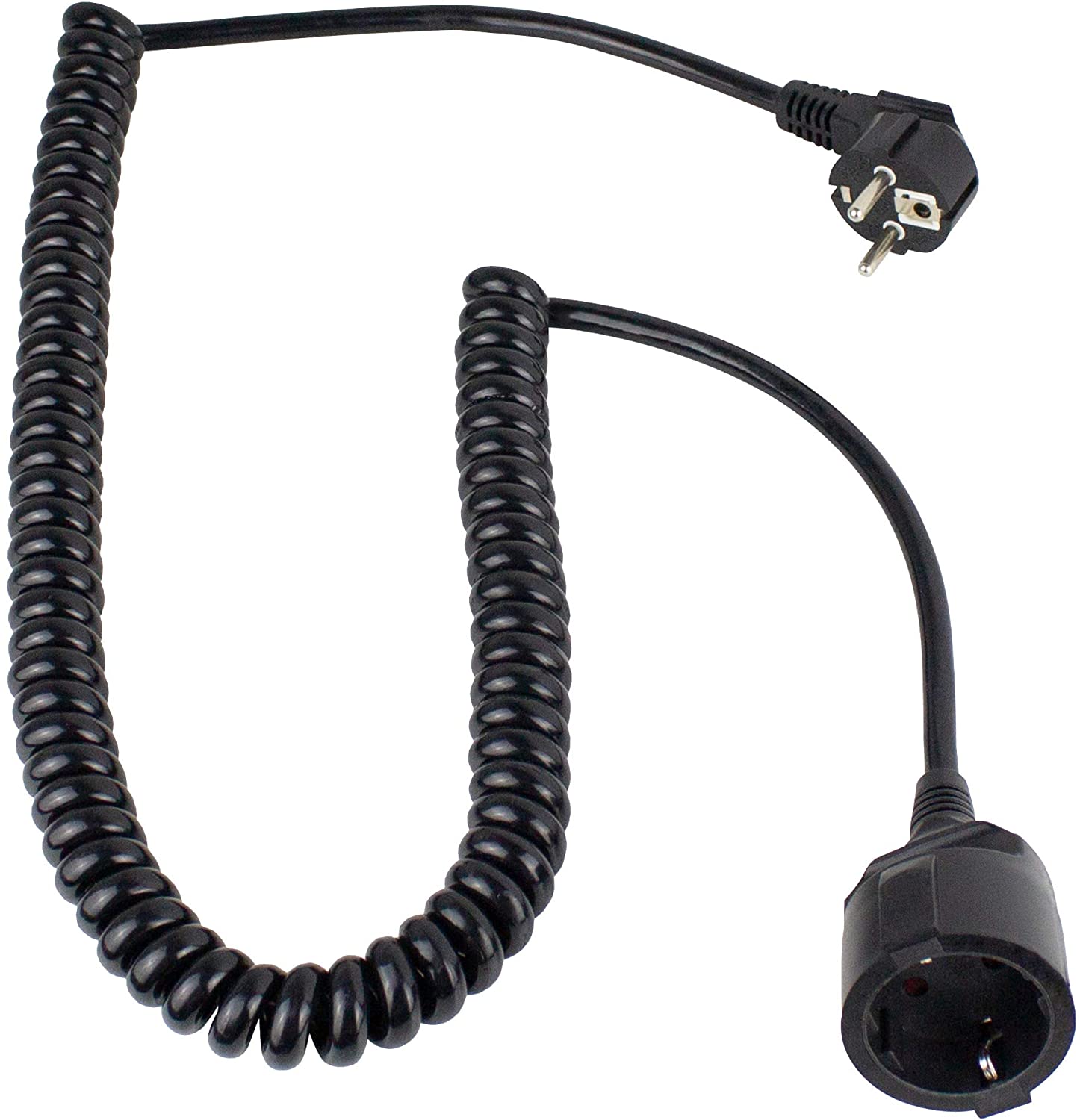 Schwabe Protective Contact Coiled Cord, Stretchable to 2.5 Meters, IP20 Interior, 70410, Black