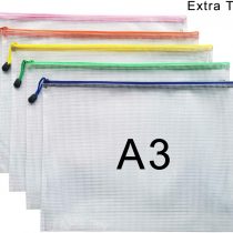 A3 Document Folder File Zipper Bags Plastic Wallets Folder Extra Thick (A3-5PCS)