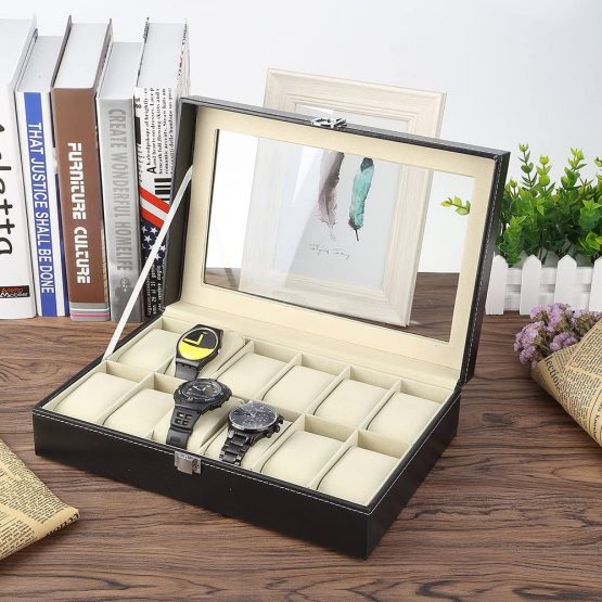 ZOGIN Aluminum 12 Grid Watches Jewelry Display Storage Boxes Case with Pillows Holders - Image 2