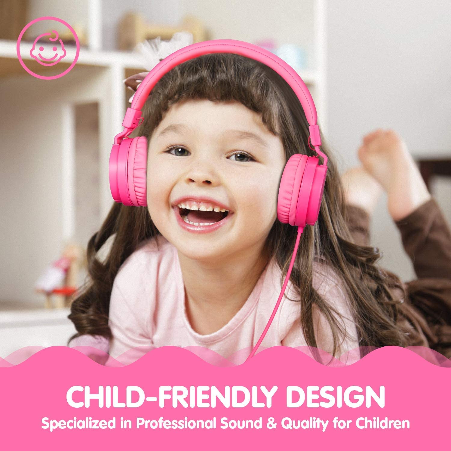 ONTA Foldable Headphone,On-Ear Audio Adjustable Lightweight Headphone for Cellphones Smartphones Iphone Laptop Computer Mp3/4 Earphones(Pink) - Image 2