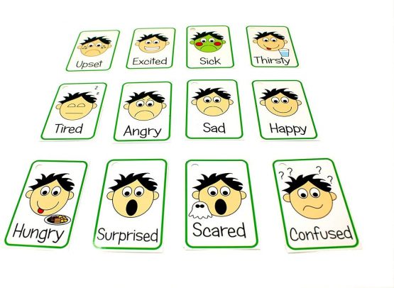 kids2learn Feelings and Emotions Flash Cards for Boys Girls - ASD Autism Speech Therapy Expression & Mood Communication Pack - 24 Cards, Poster, Mood Board, Pen and Bungee - Image 3