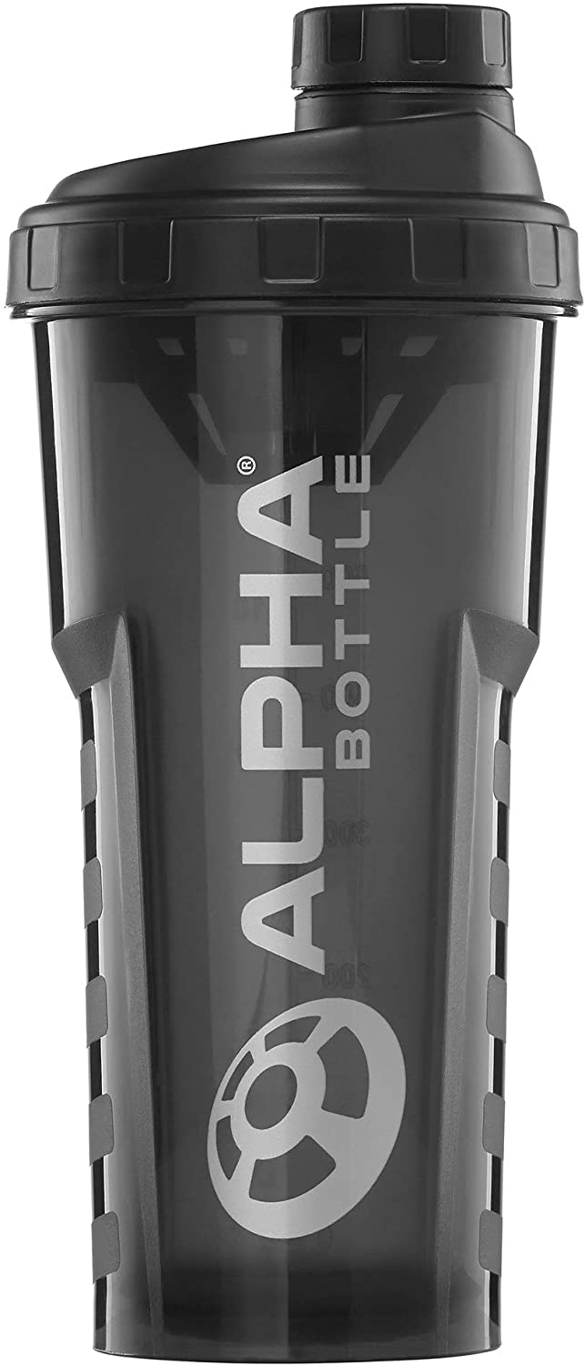Alpha Designs Protein Shaker Bottle 750ml - 0.75L Gym Bottle for Protein Shakes - Leakproof Screw Cap - Black