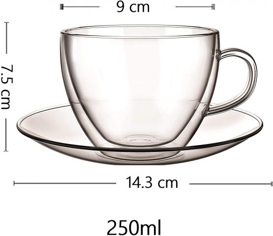 Aqualogis Double Walled Thermo Glass Cappuccino, Latte Glass Sanremo Set of 2 (250ml) - Image 3
