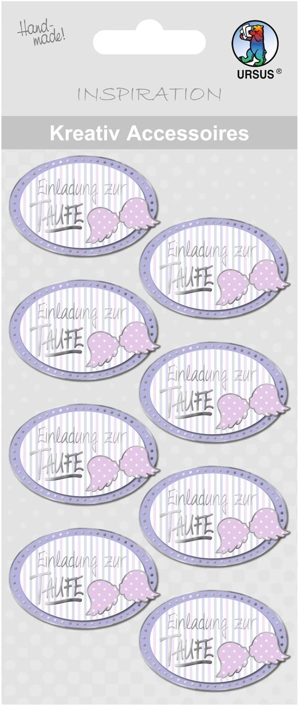 Ursus 564000522F Creative Accessories, Christening Girls, Self-Adhesive, Pack of 8, Mädchen