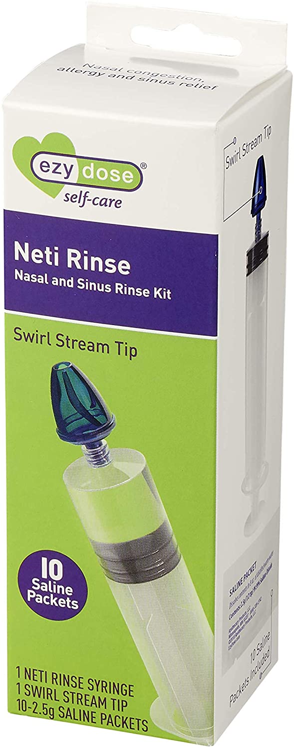 Ezy Dose 400813A Neti Rinse Nasal and Sinus Rinse Kit- Swirl Stream Tip, with 10 Pack of Saline, Clear, 10 Count (Pack of 1) - Image 2