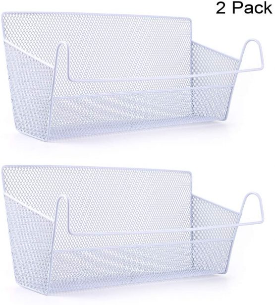 SUMNACON Bedside Hanging Storage Baskets Dormitory Bed Organiser Caddy Desktop Storage Rack for Home Office School Dorm Room Bunk Bed (White)