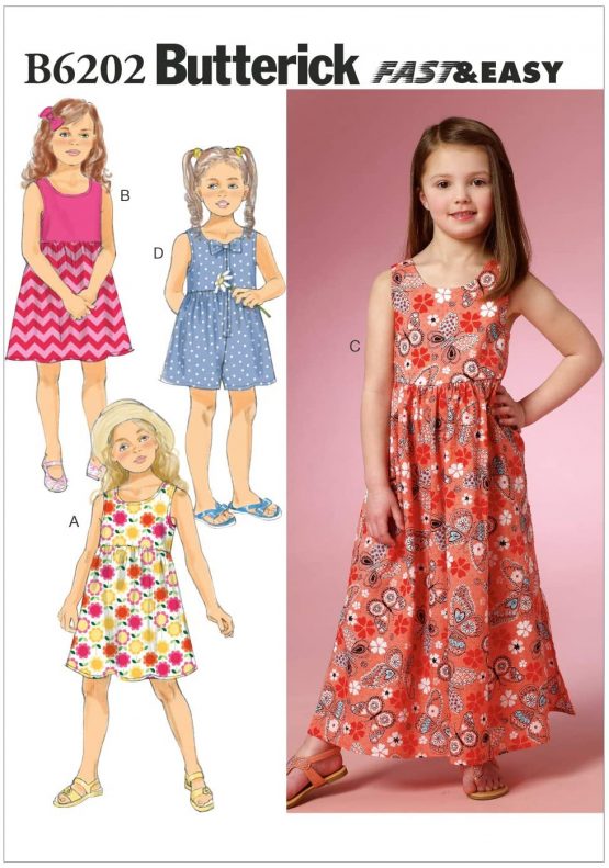 Butterick Patterns 6202 CL,Children's/Girls Dress and Culottes,Sizes 6-7-8